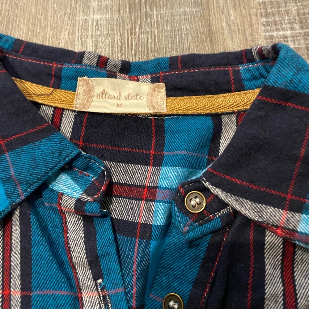 Altar'd State Blue & Navy Plaid Button-Down Shirt - Picture 3 of 5
